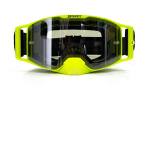 Front view of a J.A.C. V3 MX Goggle close up with Clear tear-offs installed- Risk Racing