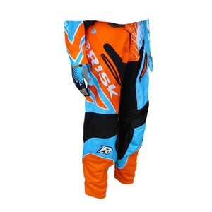 Pantalon ventilate motorcross - bleu / orange