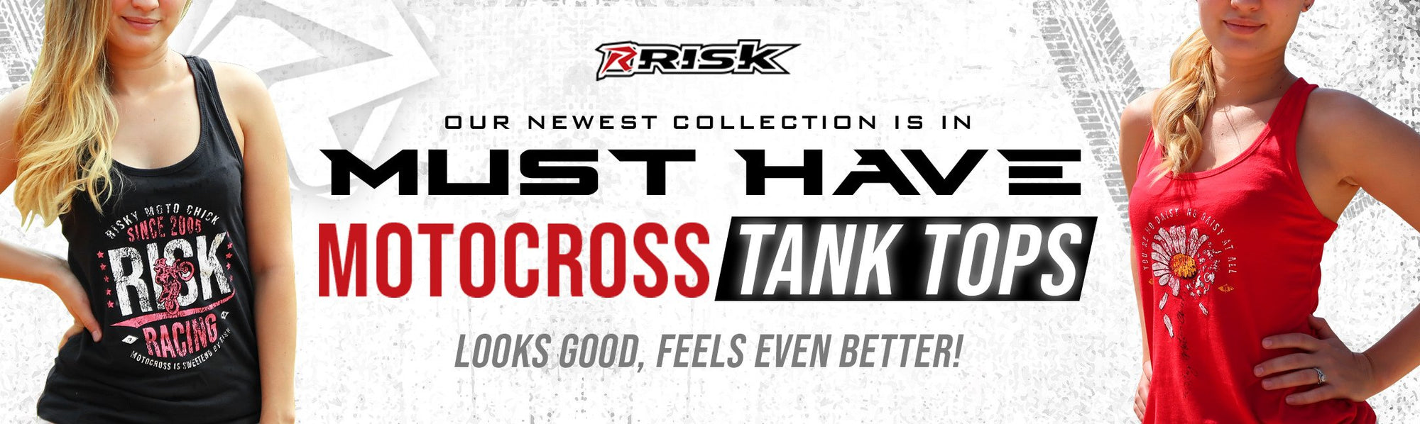 Motocross inspired women's tank tops by Risk Racing