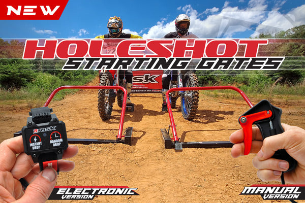 Holeshot Starting Gates Homepage Banner featuring both the electronic and manual gates