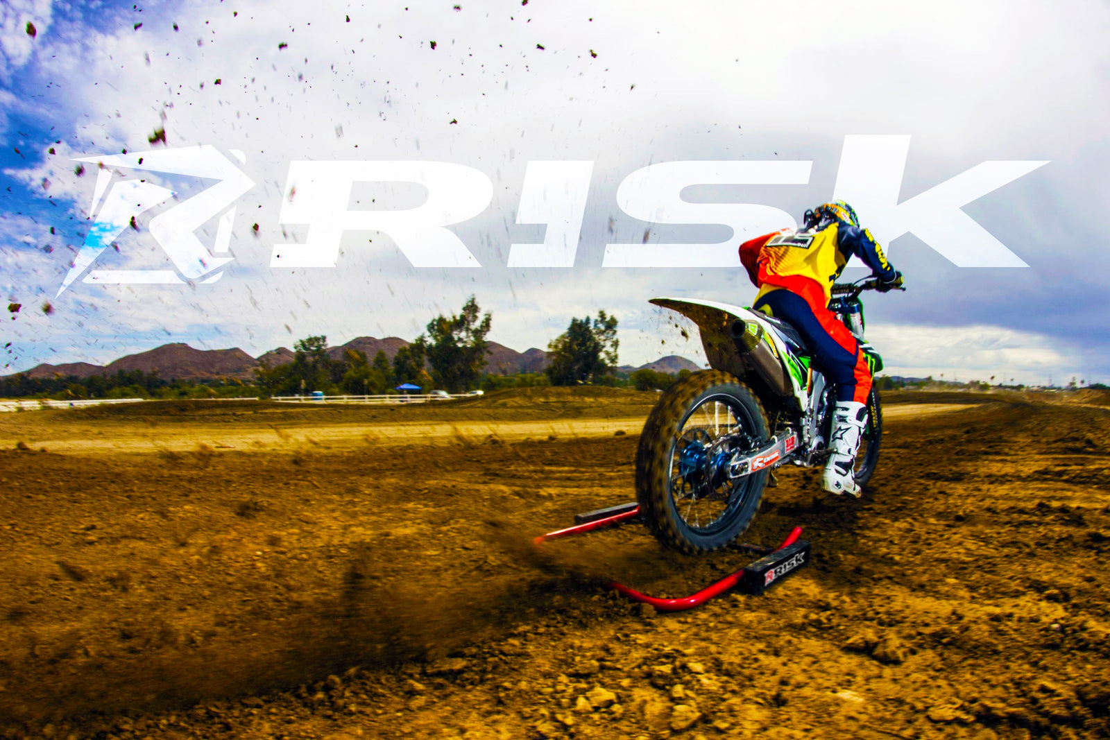 Risk Racing Holeshot race gate hero image showing someone having just taken off from a practice shot