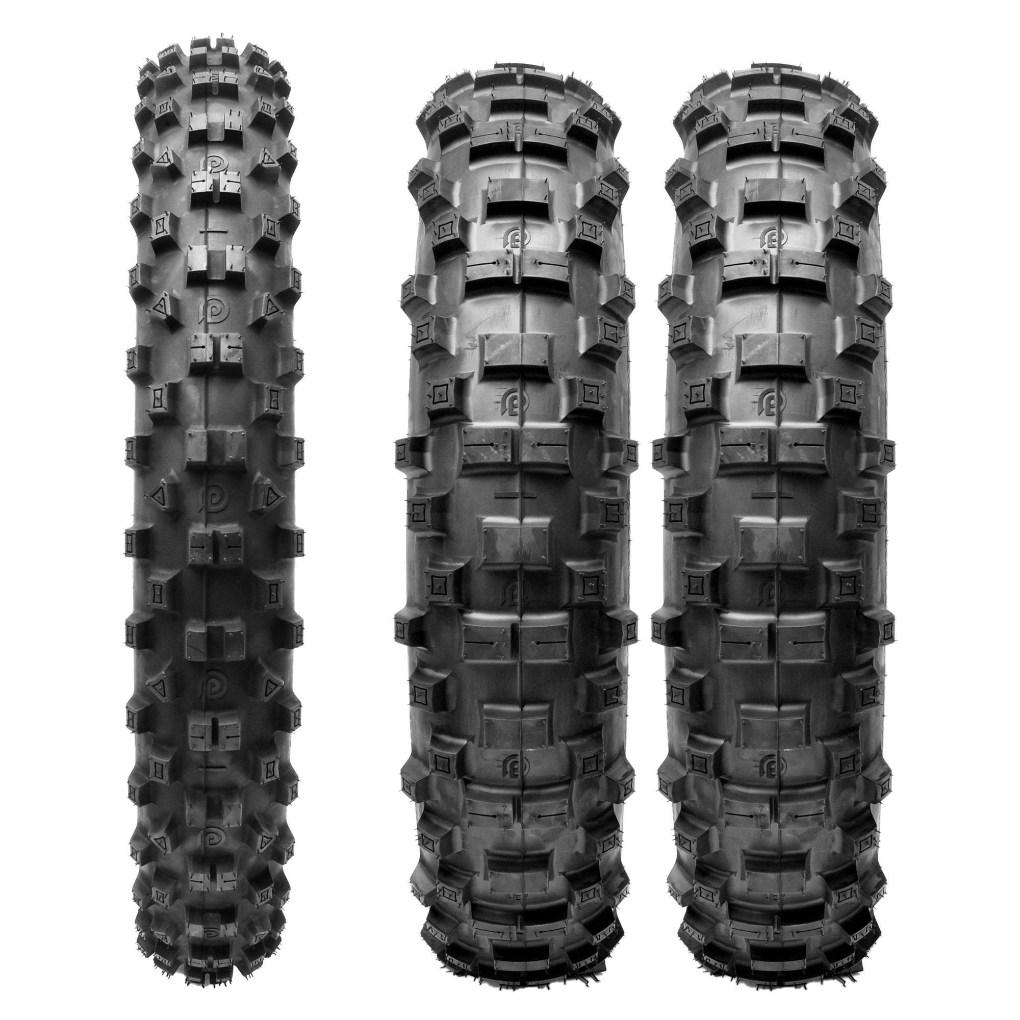 Plews Tyres | GP Enduro 3pc Set | Two EN1 GRAND PRIX Rears & One EN1 GRAND PRIX Front Enduro Tire Bundle - perspective view