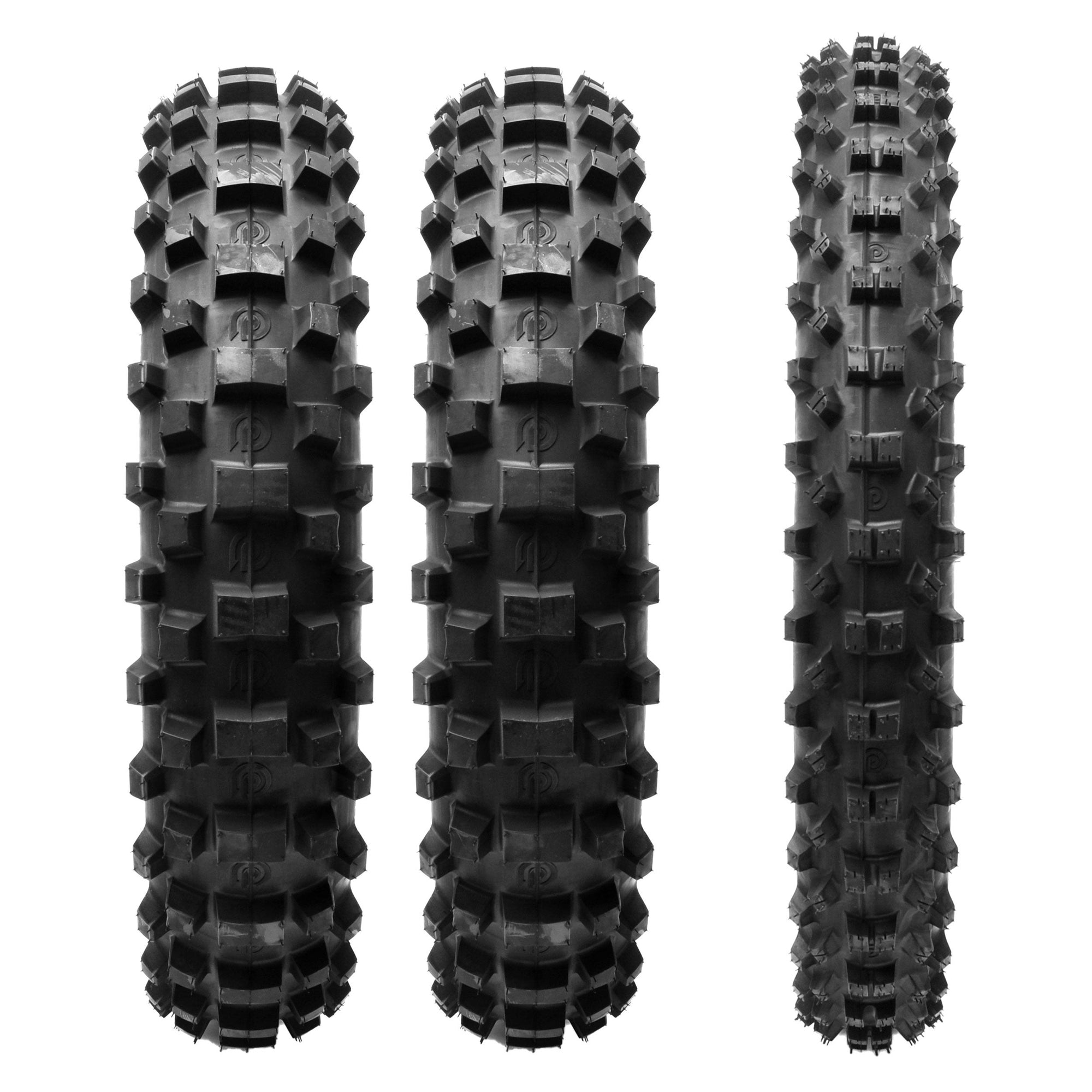 Plews Tyres | Intermediate 3pc Set | MX2 MATTERYLY GP  1 Front & 2 Rear Motocross Tire Bundle - 3/4 view