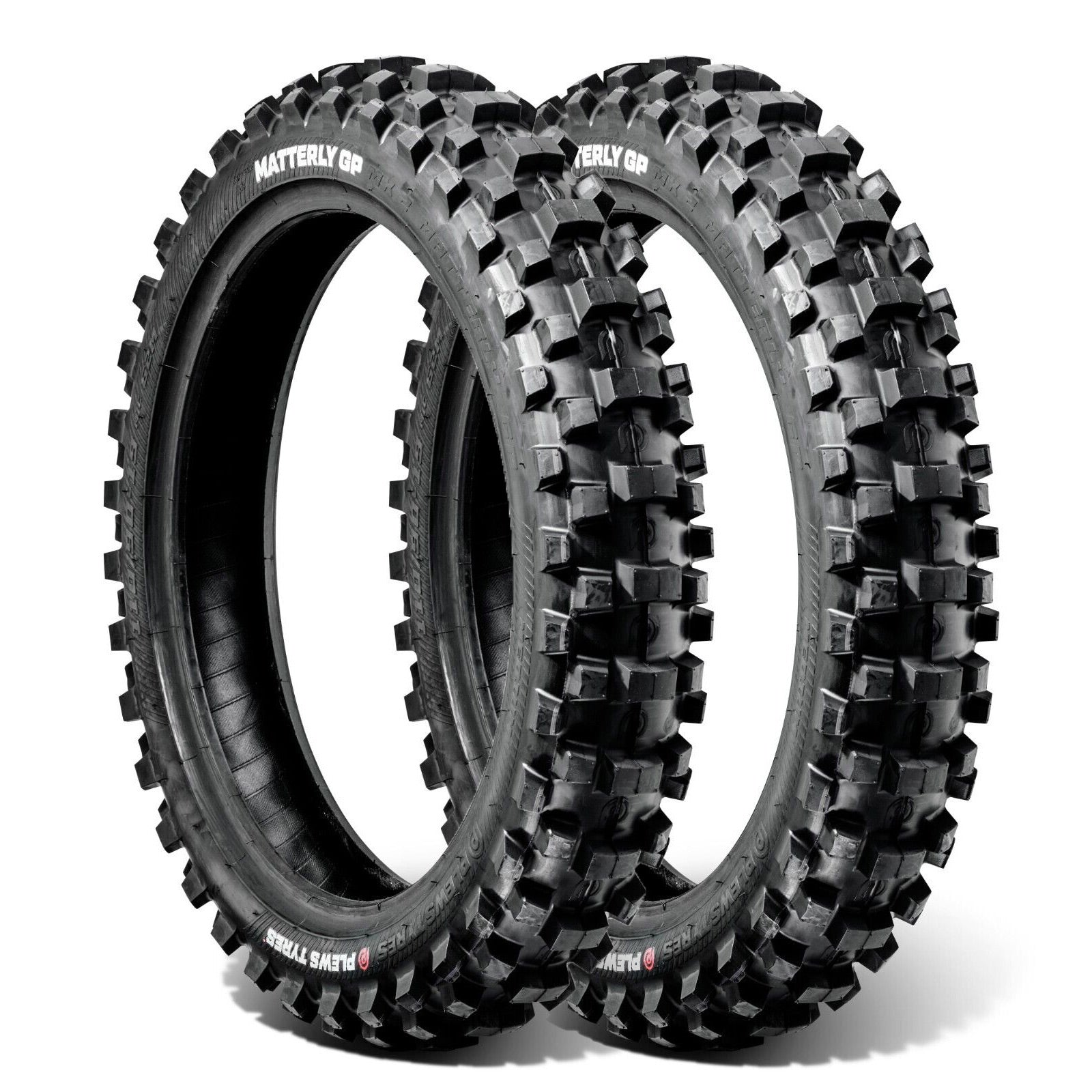 Plews Tyres | Intermediate Double Rear | Two MX2 MATTERLY GP Rear Motocross Tire Bundle - 3/4 view