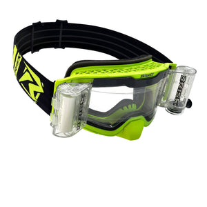 J.A.C. V3 MX Goggle 3/4 view pointing down and right- Roll-Off Goggle Kit - Risk Racing