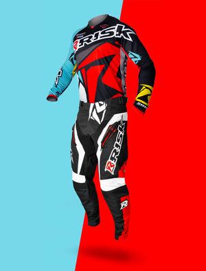 Risk Racing VENTilate V2 Jersey - Black/Red/Yellow - Motocross Riding Gear - Full Kit with background